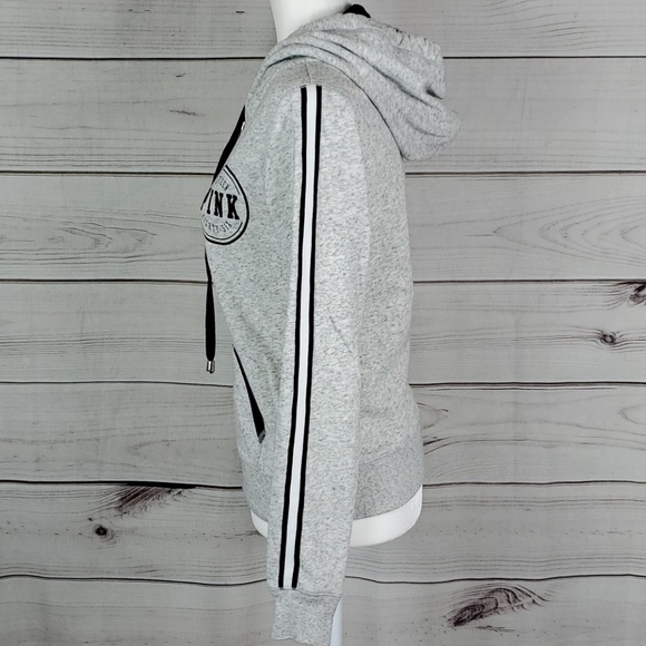 Pink• xs  jacket hoodie zip up sweatshirt gray - Picture 4 of 8